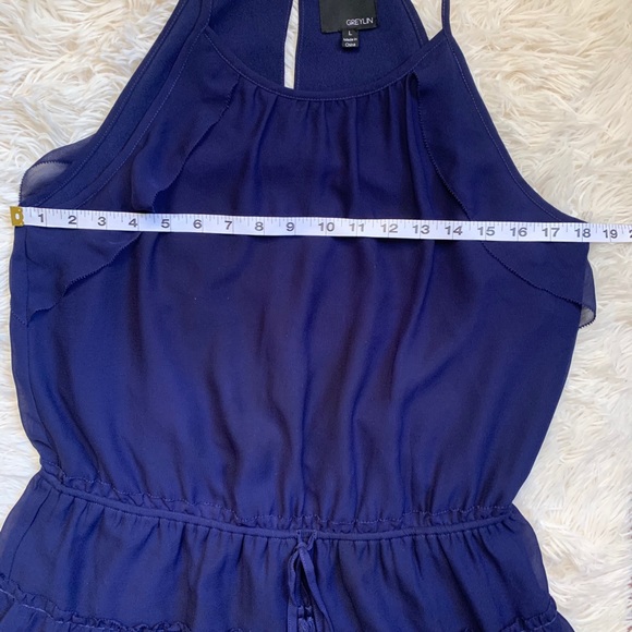 NAVY RUFFLE COCKTAIL DRESS - Picture 6 of 8